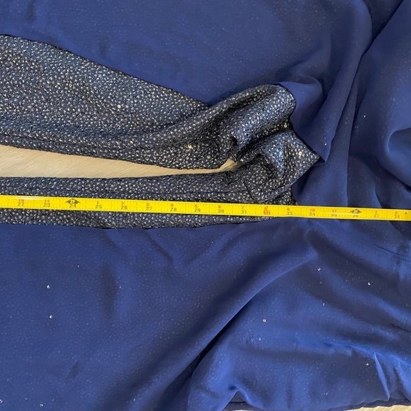 HALSTON Georgette Overlay Sequin Strapless Jumpsuit. Navy. Size 4. Resortwear. - Picture 15 of 16